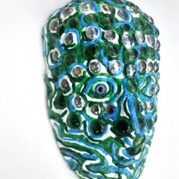 "Glass Stone Mask Wall Art By Anthony Saldivar - 6.5"" X 10" - thumbnail 3