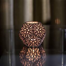 Red Ceramic Dodecahedron Candle Lantern Scandinavian Christmas Decor
