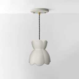 Small Vallea - Ceramic Pendant Ceiling Light Handmade Minimalist Flower Hanging Fixture in Bone White - thumbnail 2
