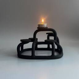 Handmade Black Ceramic Tea Light Holder, Us Duties Included - thumbnail 4
