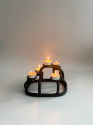 Handmade Black Ceramic Tea Light Holder, Us Duties Included