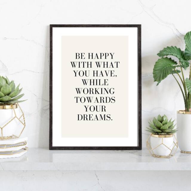 Positive Quotes, Be Happy Quote Print, Typography Home Decor, Self Love Mindfulness Gift, Bedroom Office Print - image 1