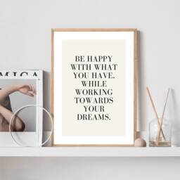 Positive Quotes, Be Happy Quote Print, Typography Home Decor, Self Love Mindfulness Gift, Bedroom Office Print - thumbnail 2