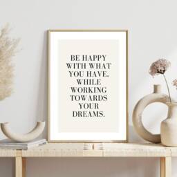 Positive Quotes, Be Happy Quote Print, Typography Home Decor, Self Love Mindfulness Gift, Bedroom Office Print - thumbnail 3
