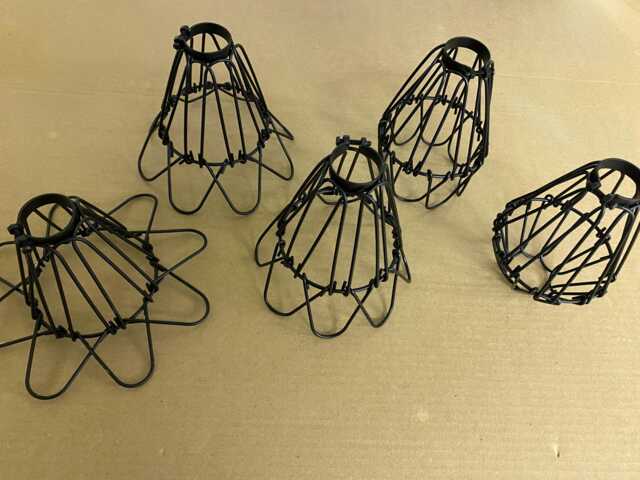 5Pk Metal Flowering Cage - Vintage Style Wire Guard For Your Industrial Light, Diy Pendant Lighting Black Or Antiqued Brass - image 1
