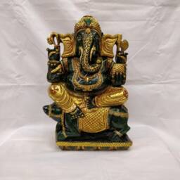 Green Jade Ganesha, Aventurine Ganesha, Gem Figurines, Arifacts, Ganesh Decoration, Ganesha On Mouse, Religious Spiritual Home Decor - thumbnail 1