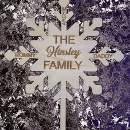 Personalized Christmas Snowflake Tree Topper Custom Family Names, Birch Plywood - thumbnail 3