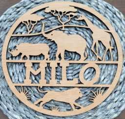 Personalised African Safari Wall Plaque, Kids Bedroom Decor, Name, Door Or Wall Hanger, Nursery Door Plaque. in Acrylic Wood - thumbnail 1