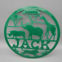 Personalised African Safari Wall Plaque, Kids Bedroom Decor, Name, Door Or Wall Hanger, Nursery Door Plaque. in Acrylic Wood - thumbnail 4