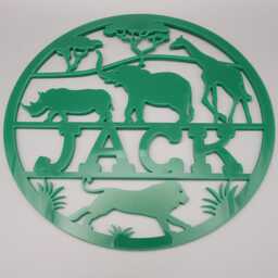 Personalised African Safari Wall Plaque, Kids Bedroom Decor, Name, Door Or Wall Hanger, Nursery Door Plaque. in Acrylic Wood - thumbnail 2