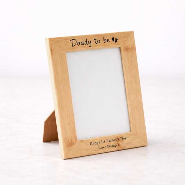 Bamboo Happy 1st Father's Day Daddy Photo Frame - Engraved Keepsake Gift From Bump - image 1