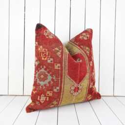 Vintage Turkish Kilim Pillow Cover, Handmade Anatolian Throw - 20x20 Inch - thumbnail 3