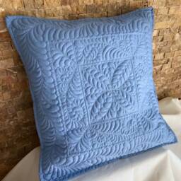 Blue Cushion Sofa Quilted Decorative Cotton Fabric Pillows - thumbnail 3