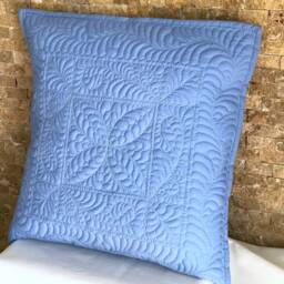 Blue Cushion Sofa Quilted Decorative Cotton Fabric Pillows - thumbnail 4