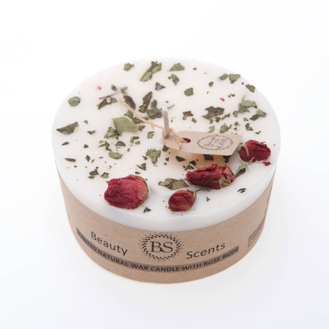 Beauty Scents Handmade Scented Natural Wax Candle With Rose Buds - image 1