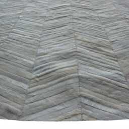Cowhide Patchwork Rug Cream Ivory Herringbone - Handmade Leather - thumbnail 2