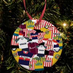 Sunderland Kit Mash Retro Shirt Christmas Tree Decoration Bauble Flat Ceramic Great Gift Football Gifts Printed in The UK
