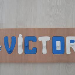 First Name Puzzle/Wooden Customizable Educational Toy Boat & Lighthouse Decoration Original Sea Theme - thumbnail 4