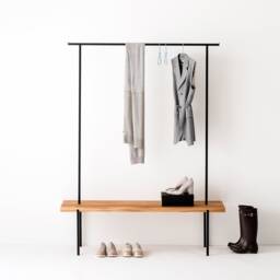 Large Oak Coat Rack With Integrated Bench & Hanging Options - thumbnail 1