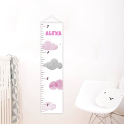 Growth Chart Ruler - Canvas Kids Height Ruler Nursery Wall Art Nursery Name Baby Girl Room Pink - thumbnail 3