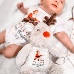Custom Christmas Reindeer Teddy Bear - Soft First Ornament Kids' Holiday Gifts - thumbnail 2