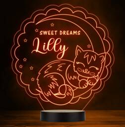 Kitten Cat On The Moon Personalised Gift Colour Changing Led Lamp Night Light - thumbnail 1