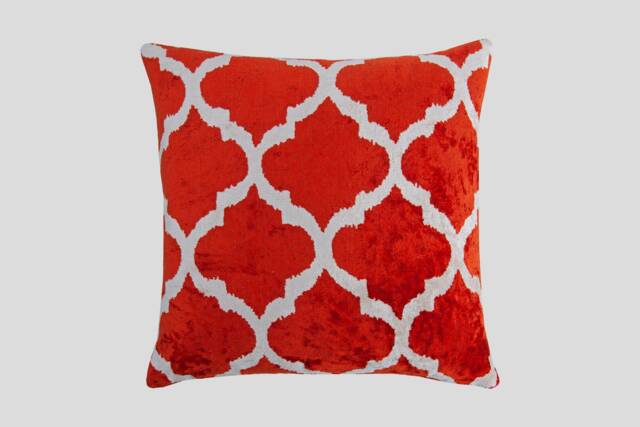 Silk Velvet Ikat Pillow Cover - Coral Covers - image 1