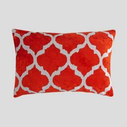 Silk Velvet Ikat Pillow Cover - Coral Covers - thumbnail 2