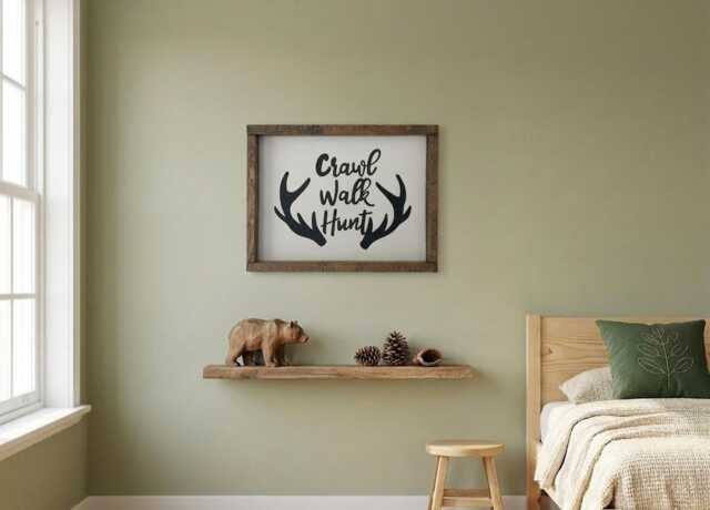Crawl Walk Hunt, Nursery Decor, Woodland Nursery, Wall Hunting, Deer Sign, Farmhouse Signs, Rustic Decor - image 1