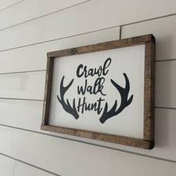 Crawl Walk Hunt, Nursery Decor, Woodland Nursery, Wall Hunting, Deer Sign, Farmhouse Signs, Rustic Decor - thumbnail 4