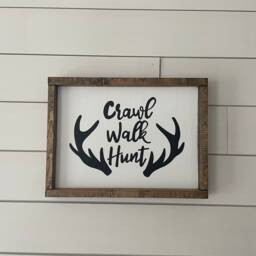 Crawl Walk Hunt, Nursery Decor, Woodland Nursery, Wall Hunting, Deer Sign, Farmhouse Signs, Rustic Decor - thumbnail 2