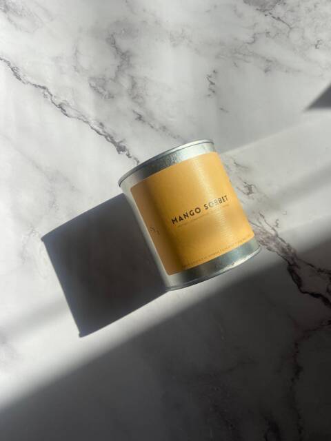 Mango Sorbet Scented Candle, Coconut Soy Wax, Fruity Summer Candle - image 1