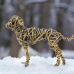 Dog Figurine, Yellow Dog, Sculpture, Statue, Wired Animal Art, Metal Small Gift, Lover Gift - thumbnail 4