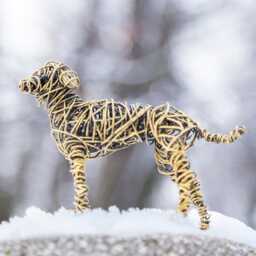 Dog Figurine, Yellow Dog, Sculpture, Statue, Wired Animal Art, Metal Small Gift, Lover Gift - thumbnail 3