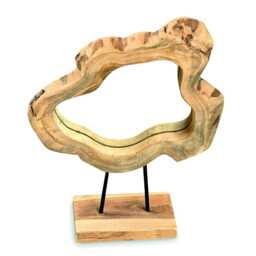 Small Teak Tree Slice Mirror On Stand 49cm High - thumbnail 4