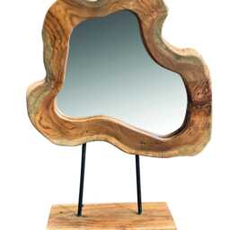 Small Teak Tree Slice Mirror On Stand 49cm High - thumbnail 3