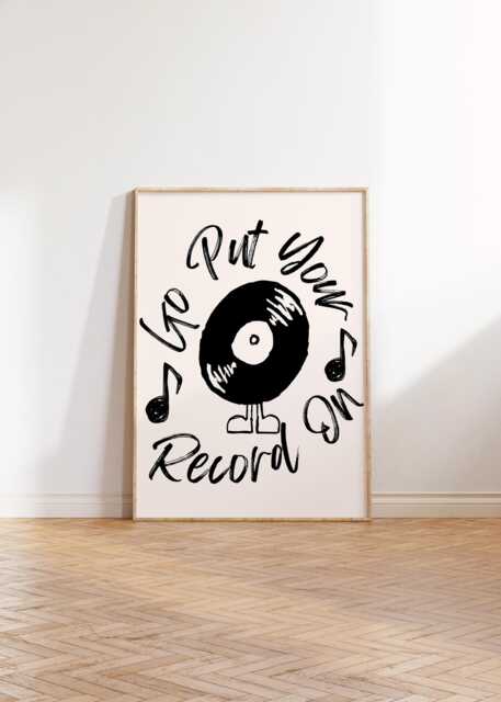 Put Your Record On - Kitchen Print Wall Art Cafe Gift Decor Chic Music A0 A1 A2 A3 A4 A5 Wood Framed Unframed - image 1