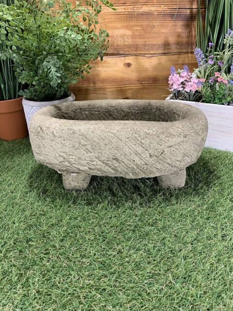 Stone Garden Oval Planter Plant Pot With Legs Statue Ornament - image 1