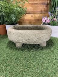 Stone Garden Oval Planter Plant Pot With Legs Statue Ornament - thumbnail 1