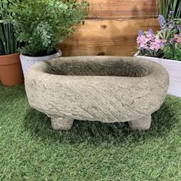 Stone Garden Oval Planter Plant Pot With Legs Statue Ornament - thumbnail 3
