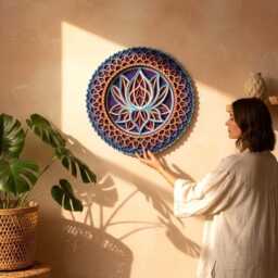 Lotus Flower Mandala Wall Art, Layered Plywood - thumbnail 3