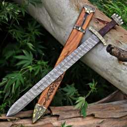 Medieval Handmade Fantasy Sword For Wall Decoration, Custom Made Replica in Damascus Steel, Unique Decorative Hanging - thumbnail 2