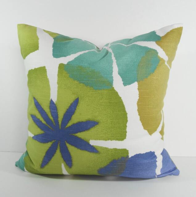 Floral Lumbar Pillow Cover Robert Allen Green Aqua Lavender Throw Cushion - 12x20