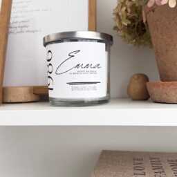 Personalised Name & Year Pear & Freesia Candle/ Custom/ Candle Gift/ Luxury Scented With Lid/ - thumbnail 3