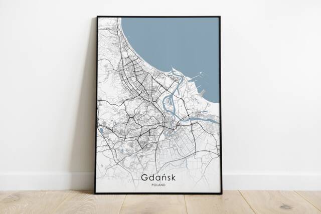 Gdansk Travel Map Poster - Differents Sizes & Canvas Poland Wall Art - image 1