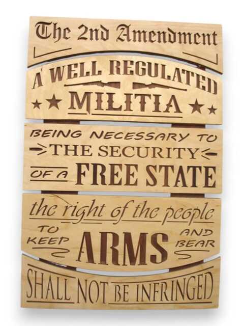 2nd Amendment Wall Art Birch, Walnut Plywood Sign - 20x14x1 Inch - image 1