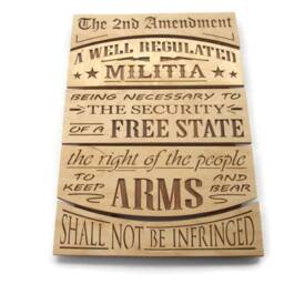 2nd Amendment Wall Art Birch, Walnut Plywood Sign - 20x14x1 Inch - thumbnail 2