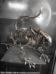 steampunk Recycle Metal Crouching Monster - Medium Item/Sustainable Sculpture Art