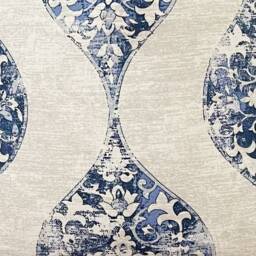 Indigo Blue & Beige Floral Pillow Cover, Double Sides Same - thumbnail 2