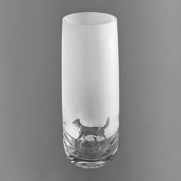 German Shepherd Vase - 15cm Crystal Glass Bud Vase With Long Hair German Shepherd Frieze Design - thumbnail 2
